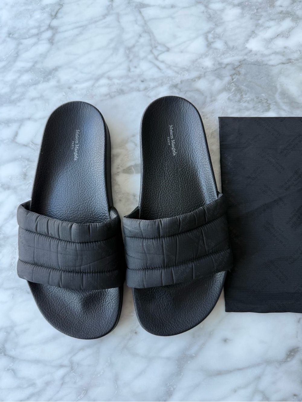 Maison Margiela - Black Quilted Slide Sandals - size 42